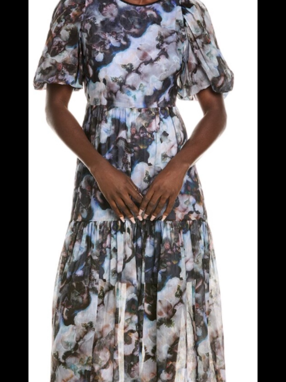 Marie Oliver Mags Multi Floral High-Low Tiered Maxi Dress NWT